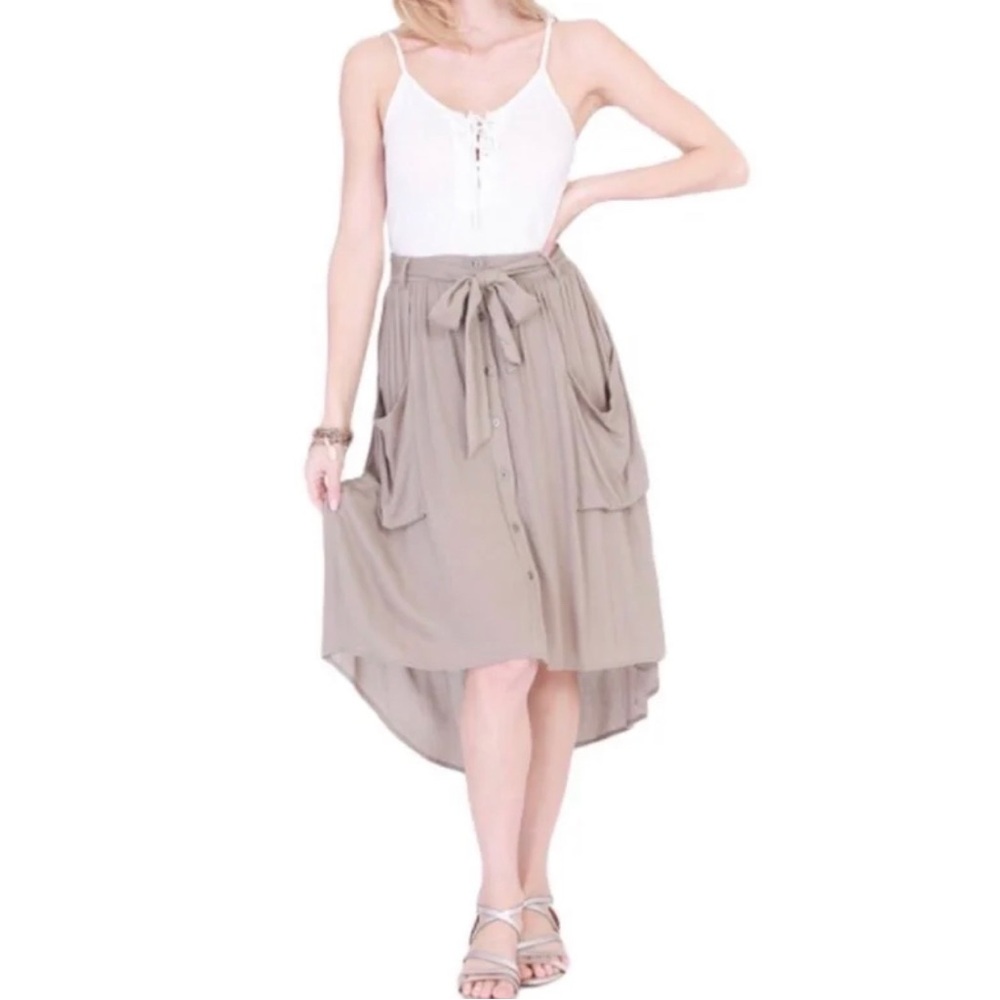 Khaki Midi Skirt - Picture 1 of 5